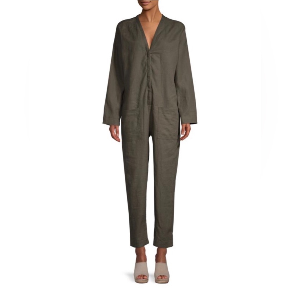 JAMES PERSE Women’s Linen Jumpsuit Overall Size 3/L - Picture 2 of 10